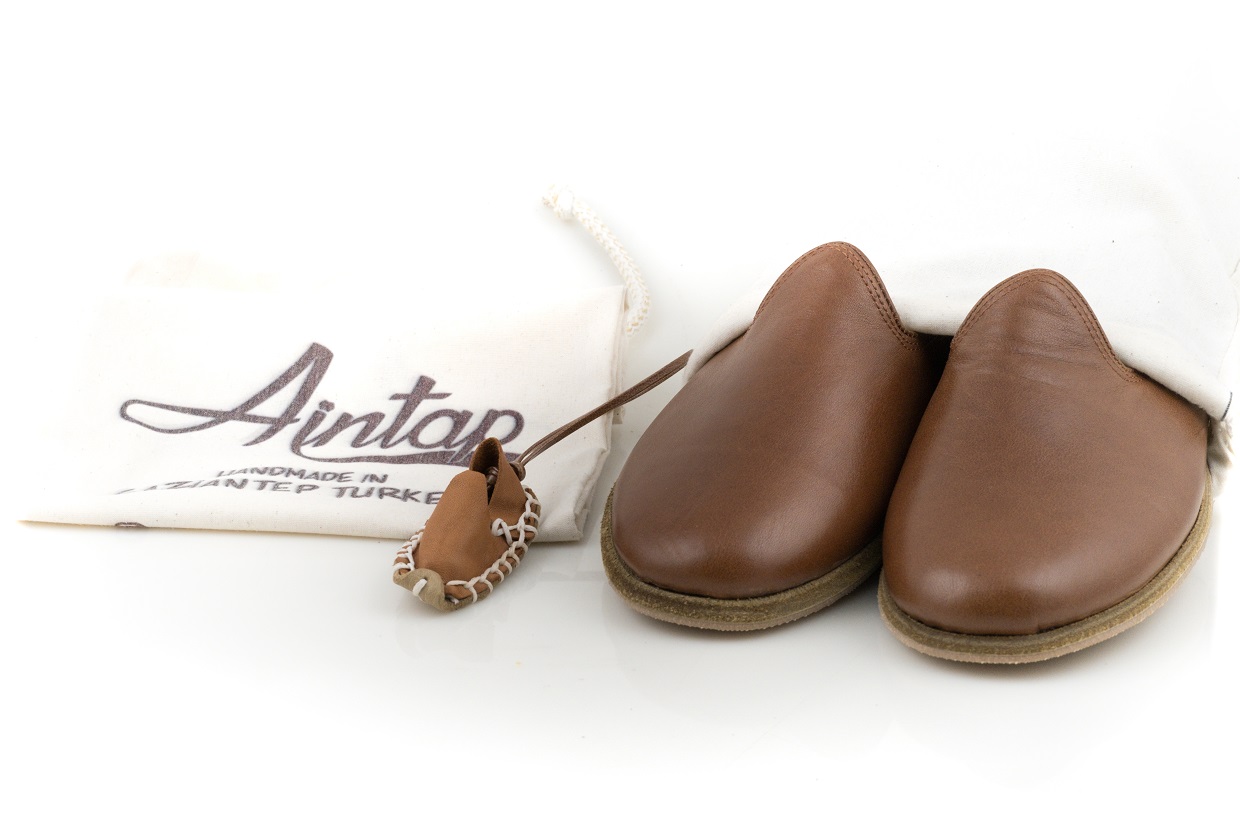 %100 Hakiki Deri Kahve Unisex Klasik Gaziantep Yemeni