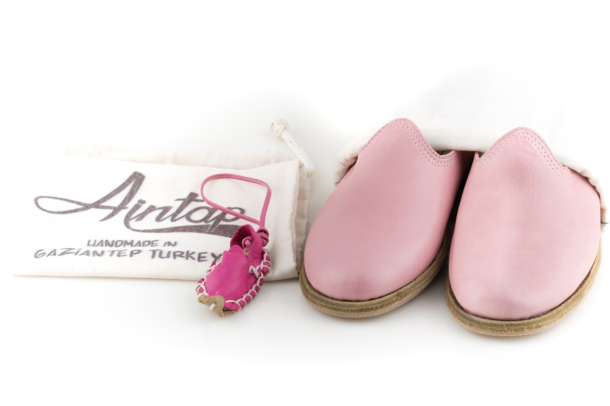 %100 Hakiki Deri Pembe Unisex Klasik Gaziantep Yemeni