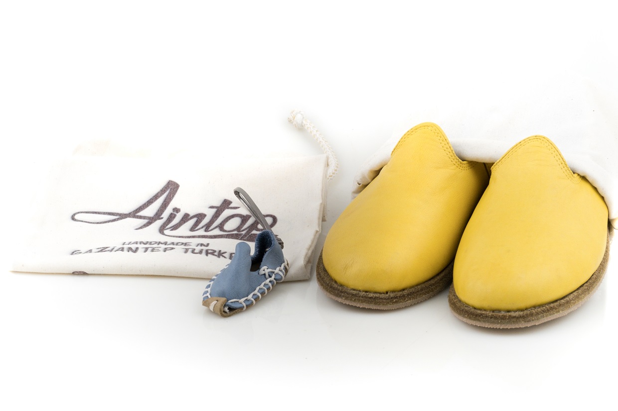 %100 Hakiki Deri Sarı Unisex Klasik Gaziantep Yemeni