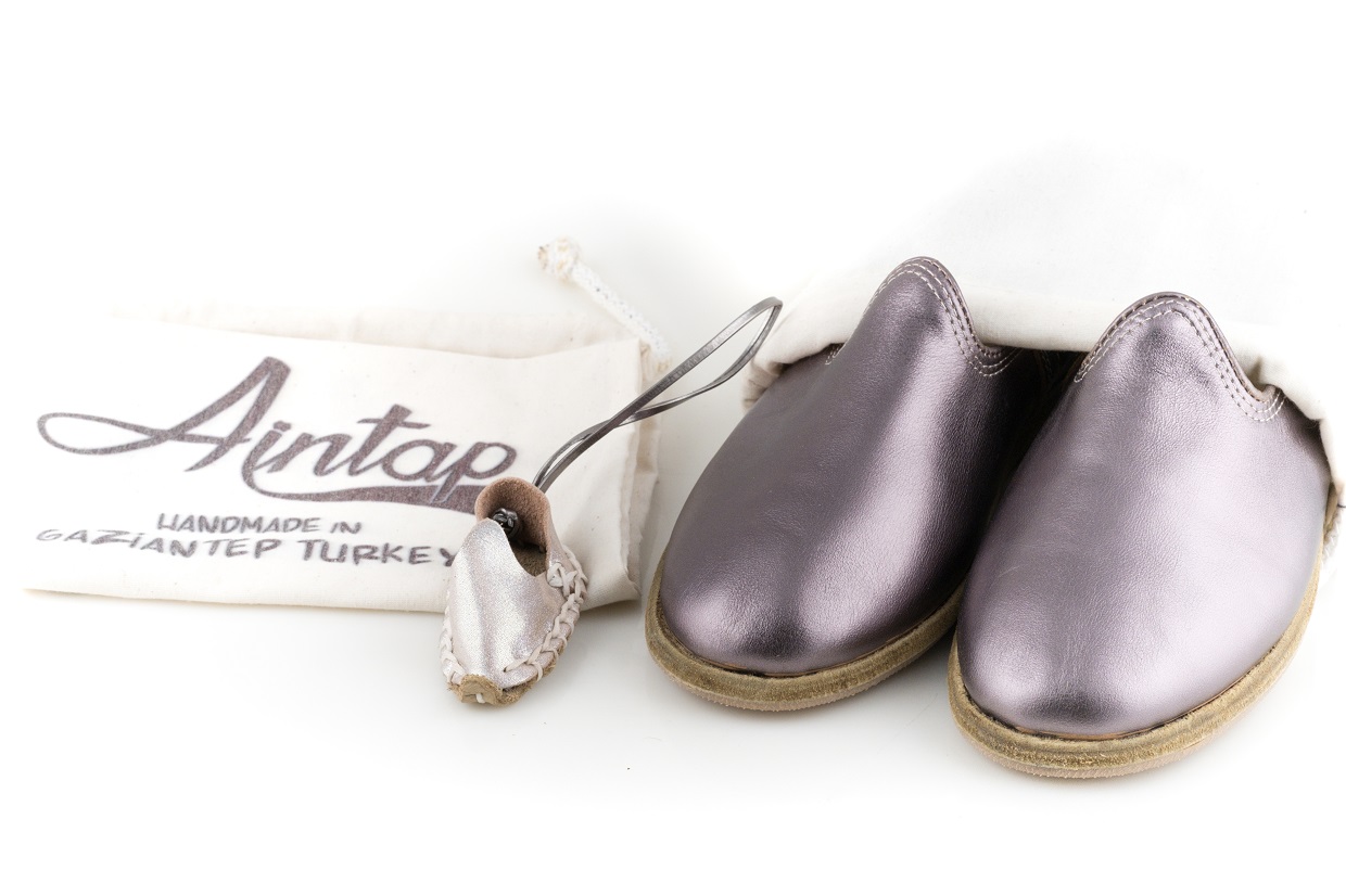 %100 Hakiki Deri Parlak Bronz Kadın Klasik Gaziantep Yemeni