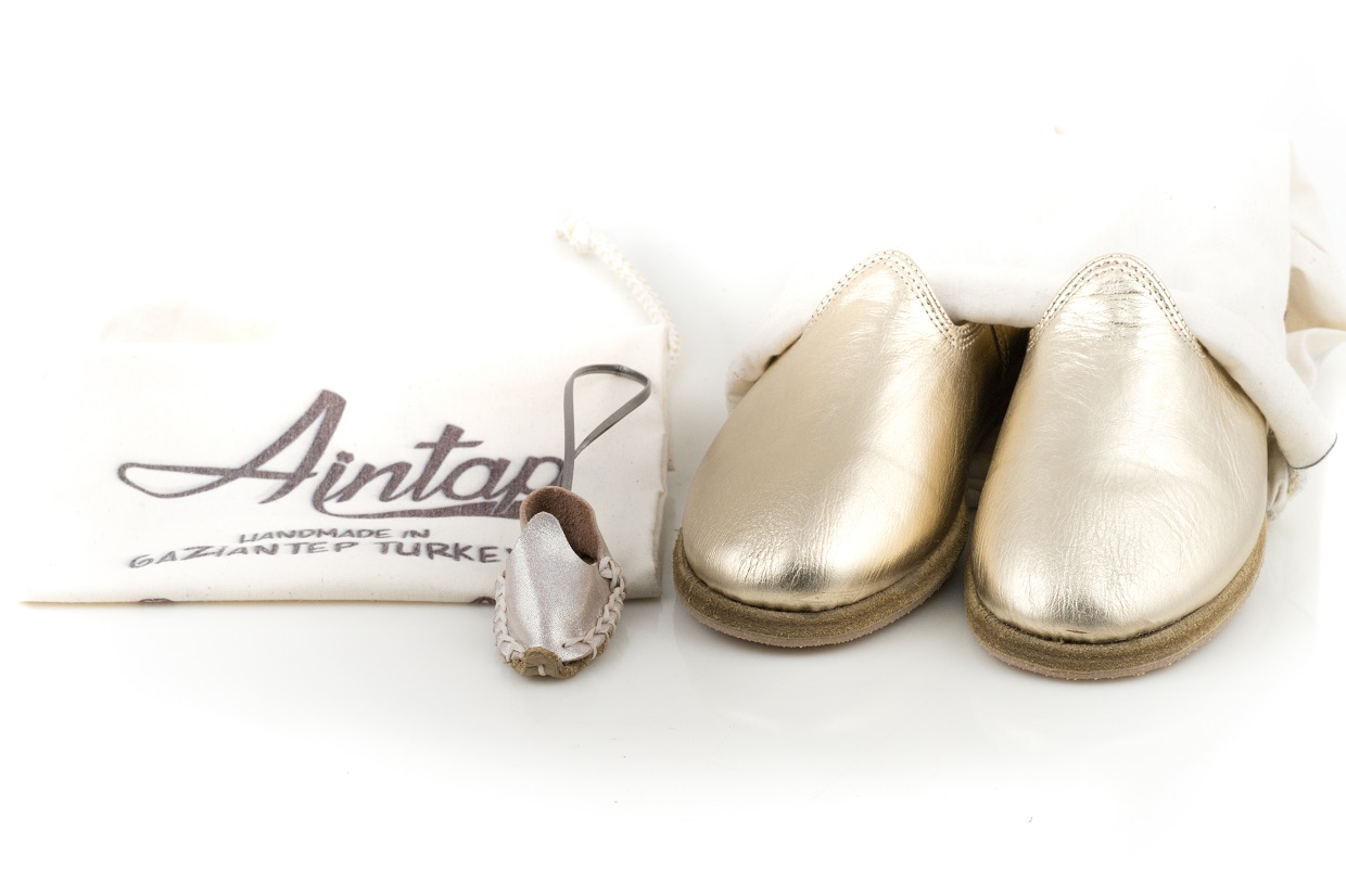 %100 Hakiki Deri Altın Unisex Klasik Gaziantep Yemeni