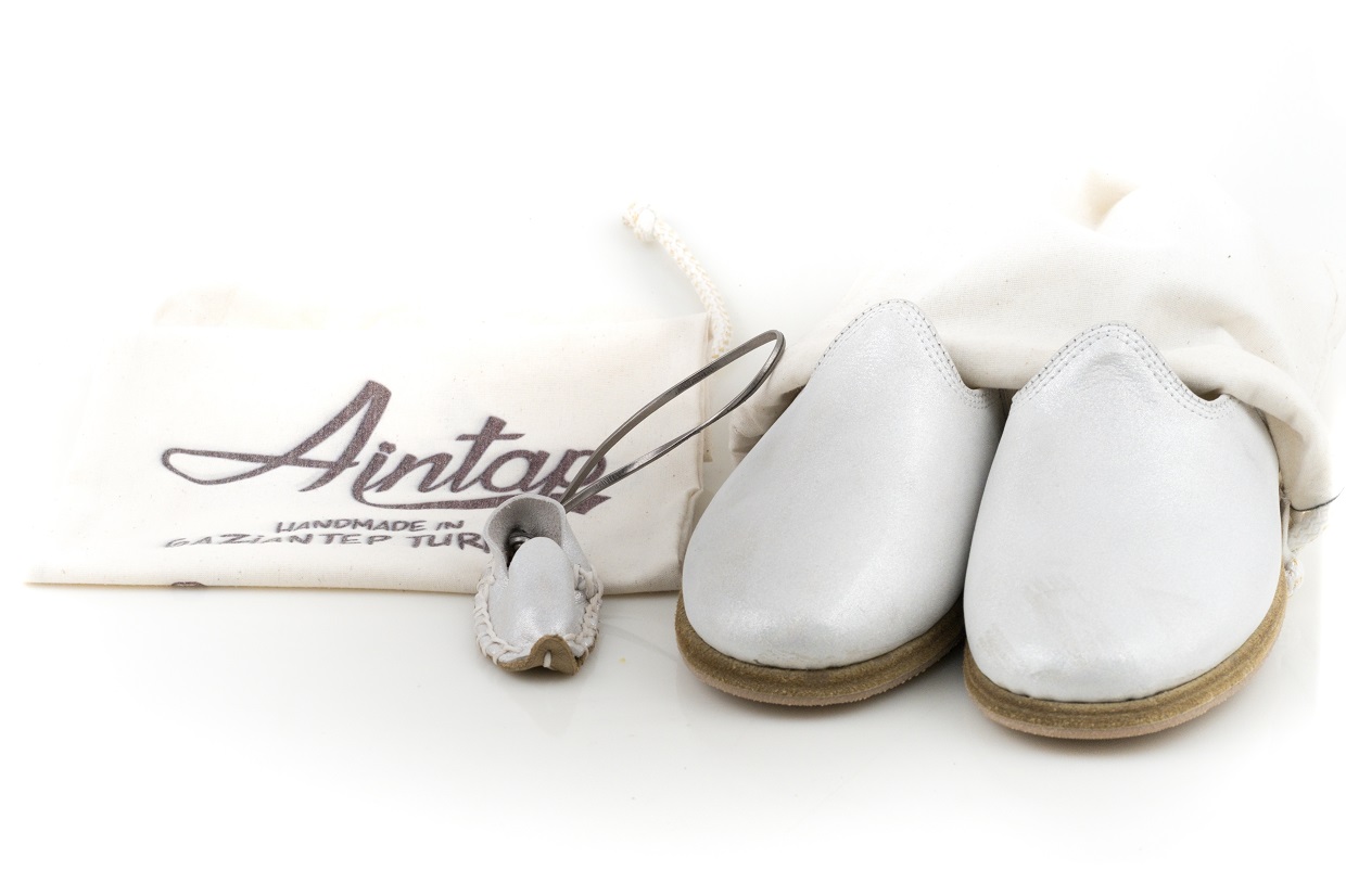 %100 Hakiki Beyaz Simli Deri Unisex Klasik Gaziantep Yemeni