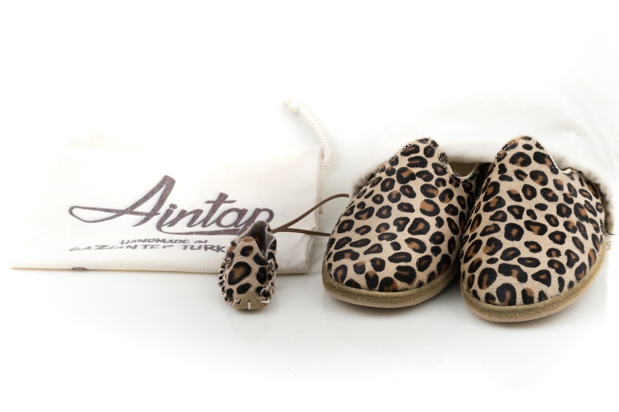 %100 Hakiki Deri Kahve Leopar Kadın Klasik Gaziantep Yemeni