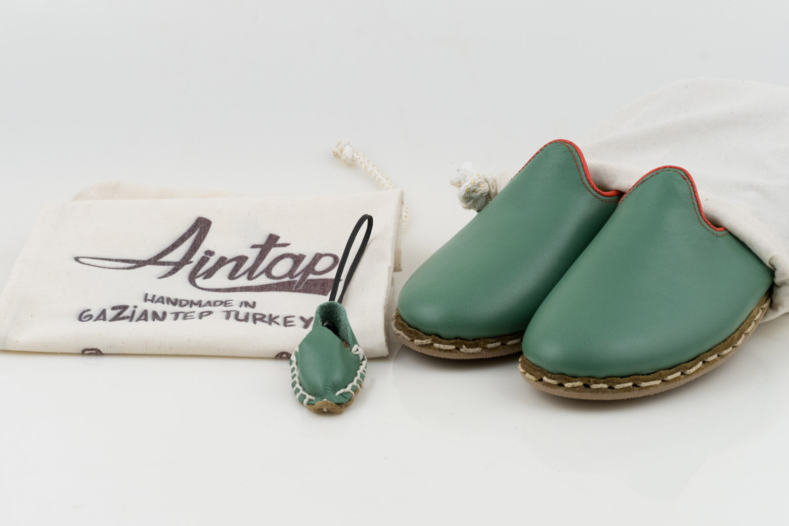 %100 Hakiki Deri Yeşil & Kırmızı Biyeli Unisex Spor Yemeni