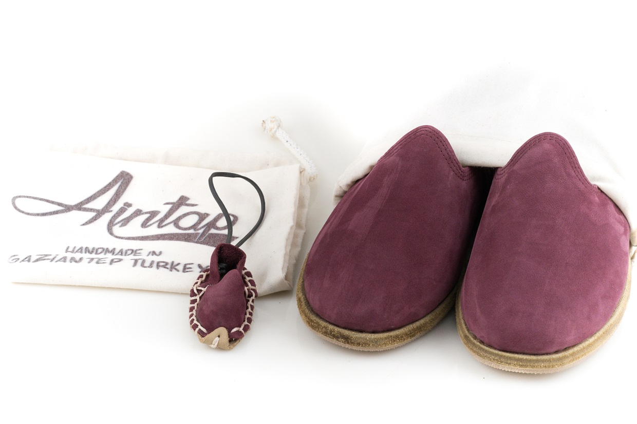 %100 Hakiki Nubuk Deri Bordo Unisex Klasik Gaziantep Yemeni