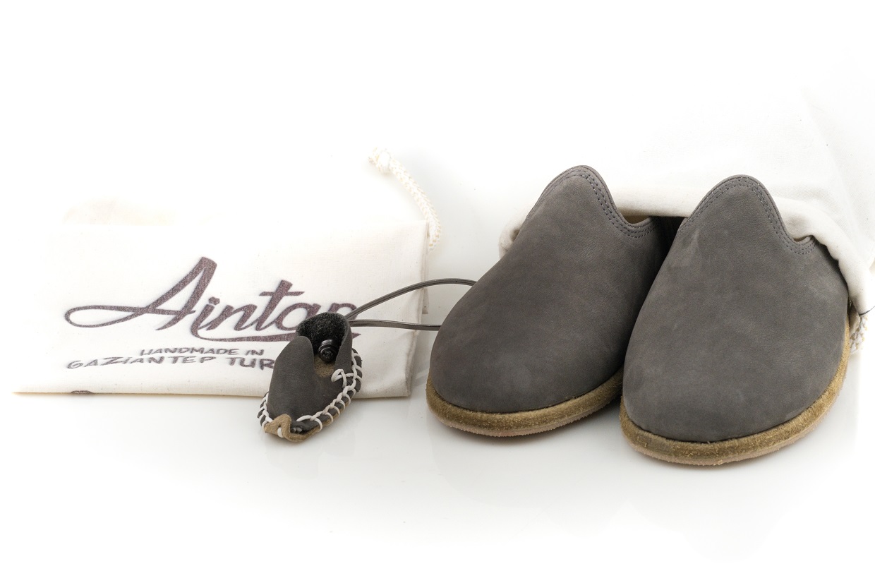 %100 Hakiki Nubuk Deri Gri Unisex Klasik Gaziantep Yemeni
