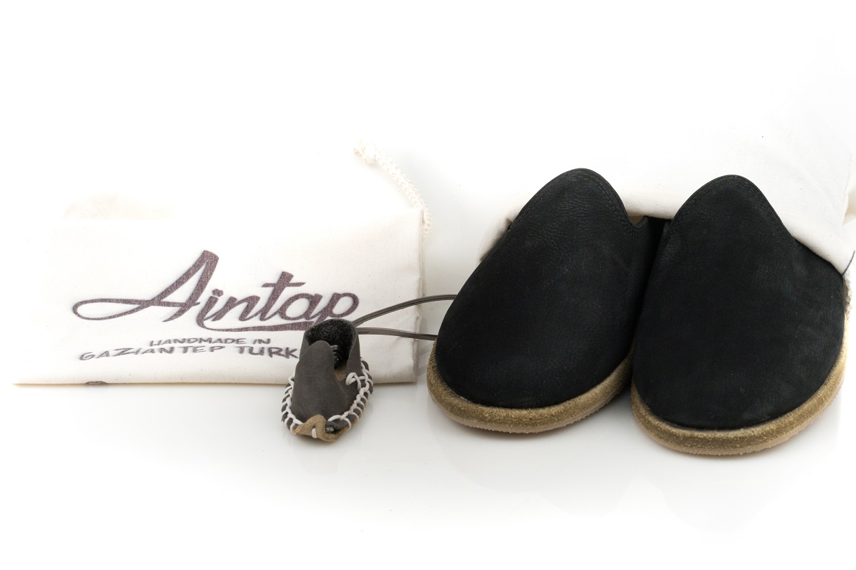 %100 Hakiki Nubuk Deri Siyah Unisex Klasik Gaziantep Yemeni