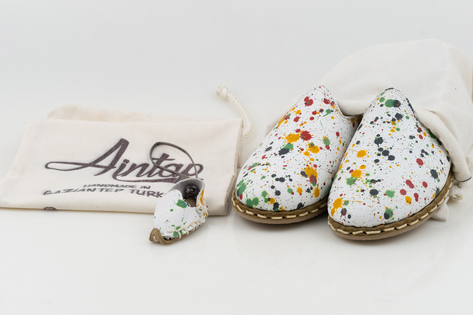 %100 Hakiki Deri Püskürtme Boyalı Beyaz Bayan Spor Yemeni