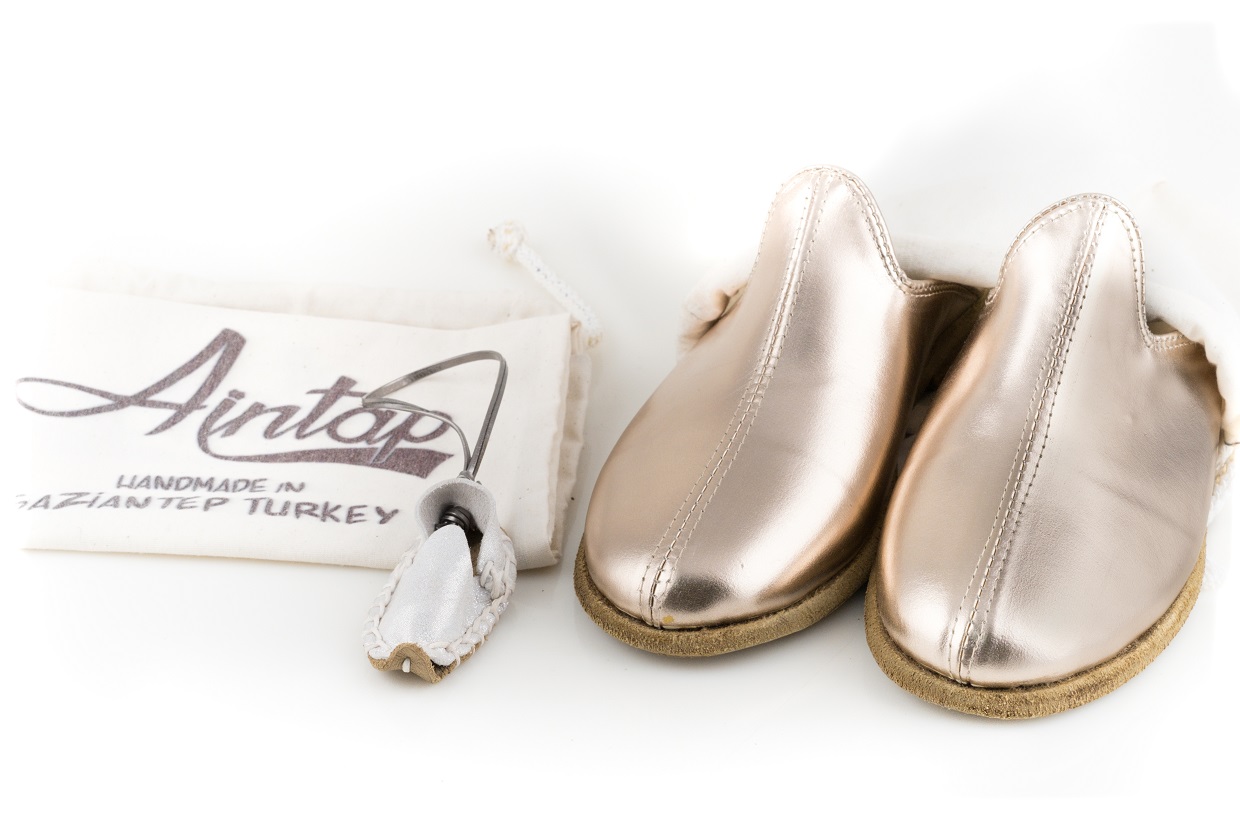 %100 Hakiki Deri Apple Roze Kadın Gaziantep Yemeni Terlik