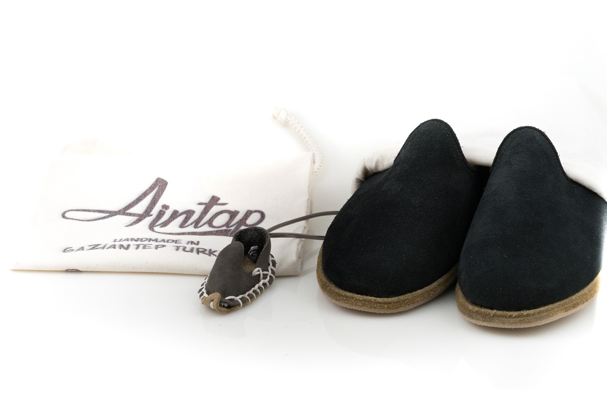 %100 Hakiki Süet Deri Siyah Unisex Klasik Gaziantep Yemeni