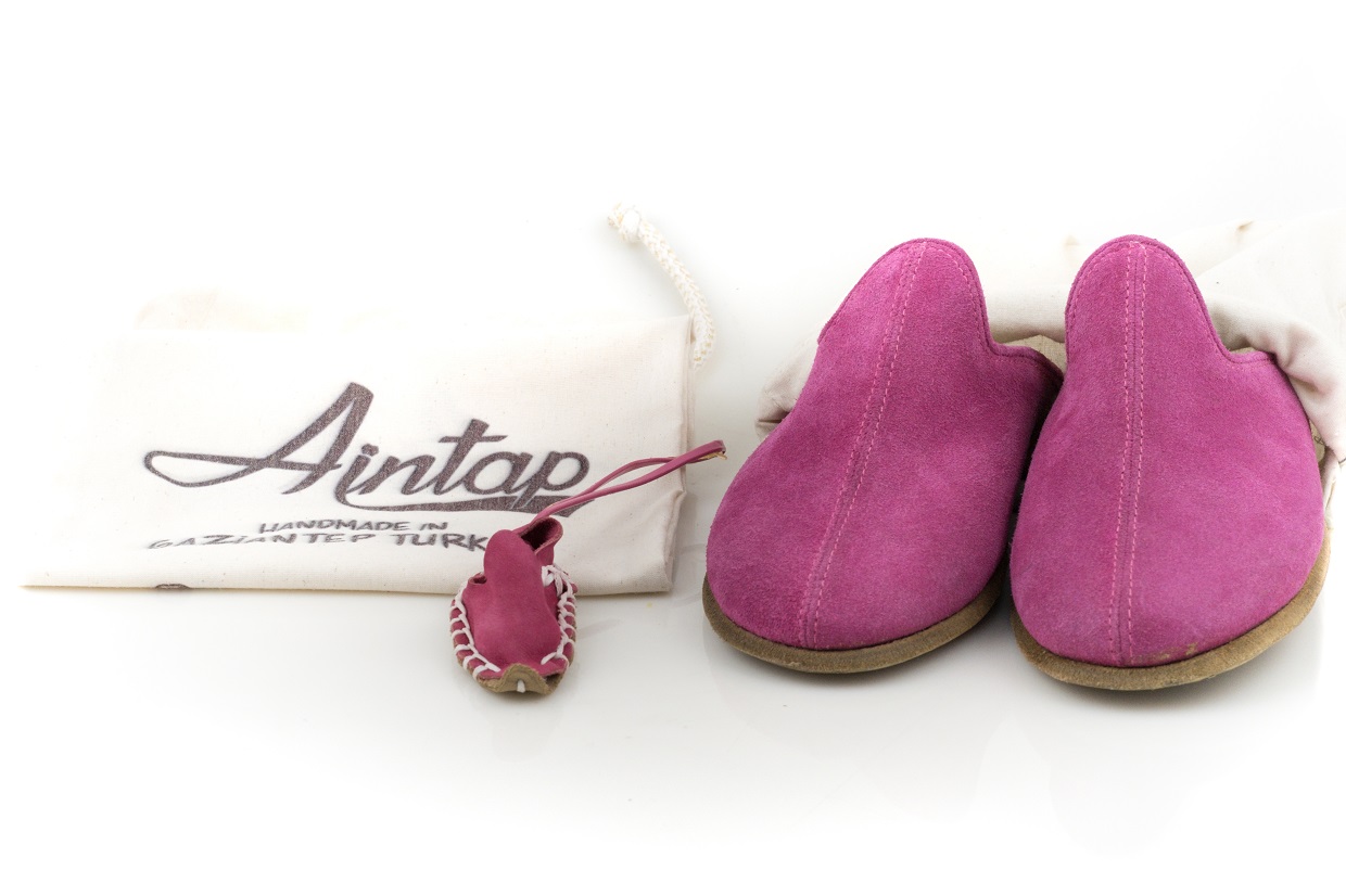 %100 Hakiki Süet Deri Fuşya Kadın Gaziantep Yemeni Terlik