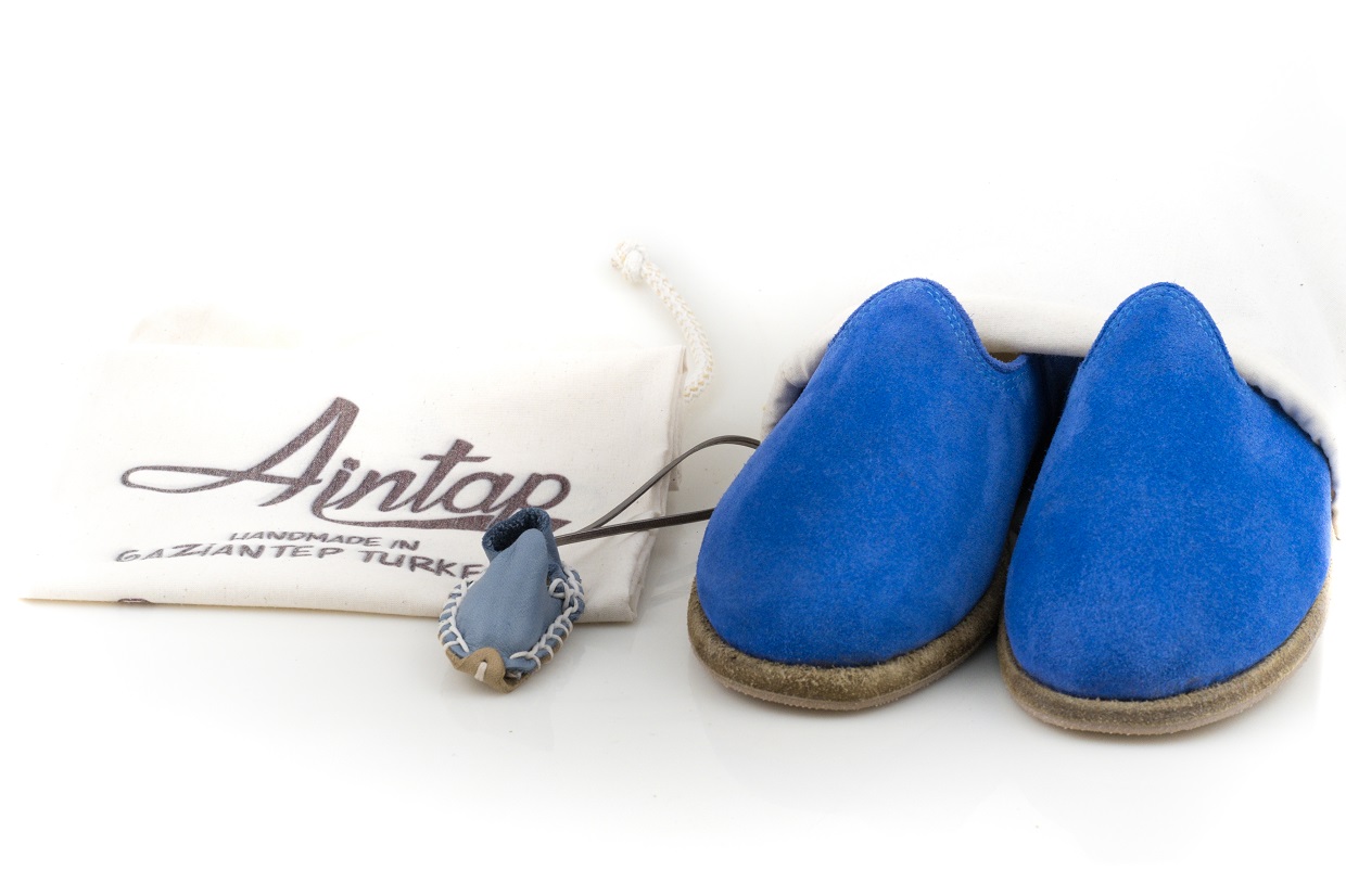 %100 Hakiki Süet Deri Mavi Unisex Klasik Gaziantep Yemeni